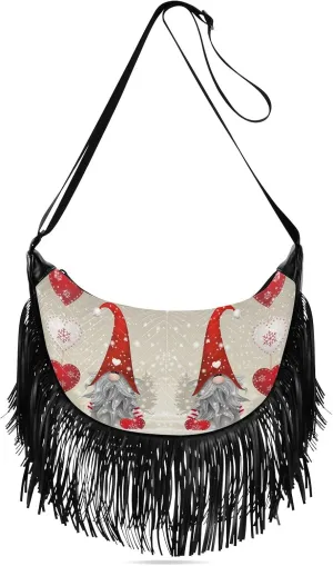 Women's PU Leather Chain Cross Body Bag, Shoulder Handbag Purse with Tassel for Ladies