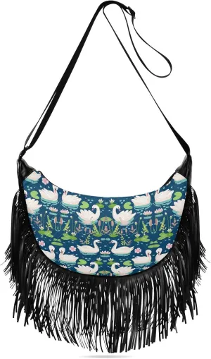 Women's PU Leather Chain Cross Body Bag, Shoulder Handbag Purse with Tassel for Ladies