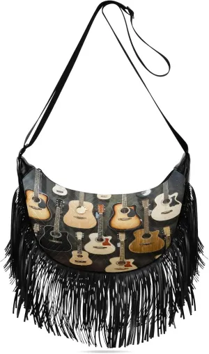 Women's PU Leather Chain Cross Body Bag, Shoulder Handbag Purse with Tassel for Ladies