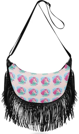 Women's PU Leather Chain Cross Body Bag, Shoulder Handbag Purse with Tassel for Ladies