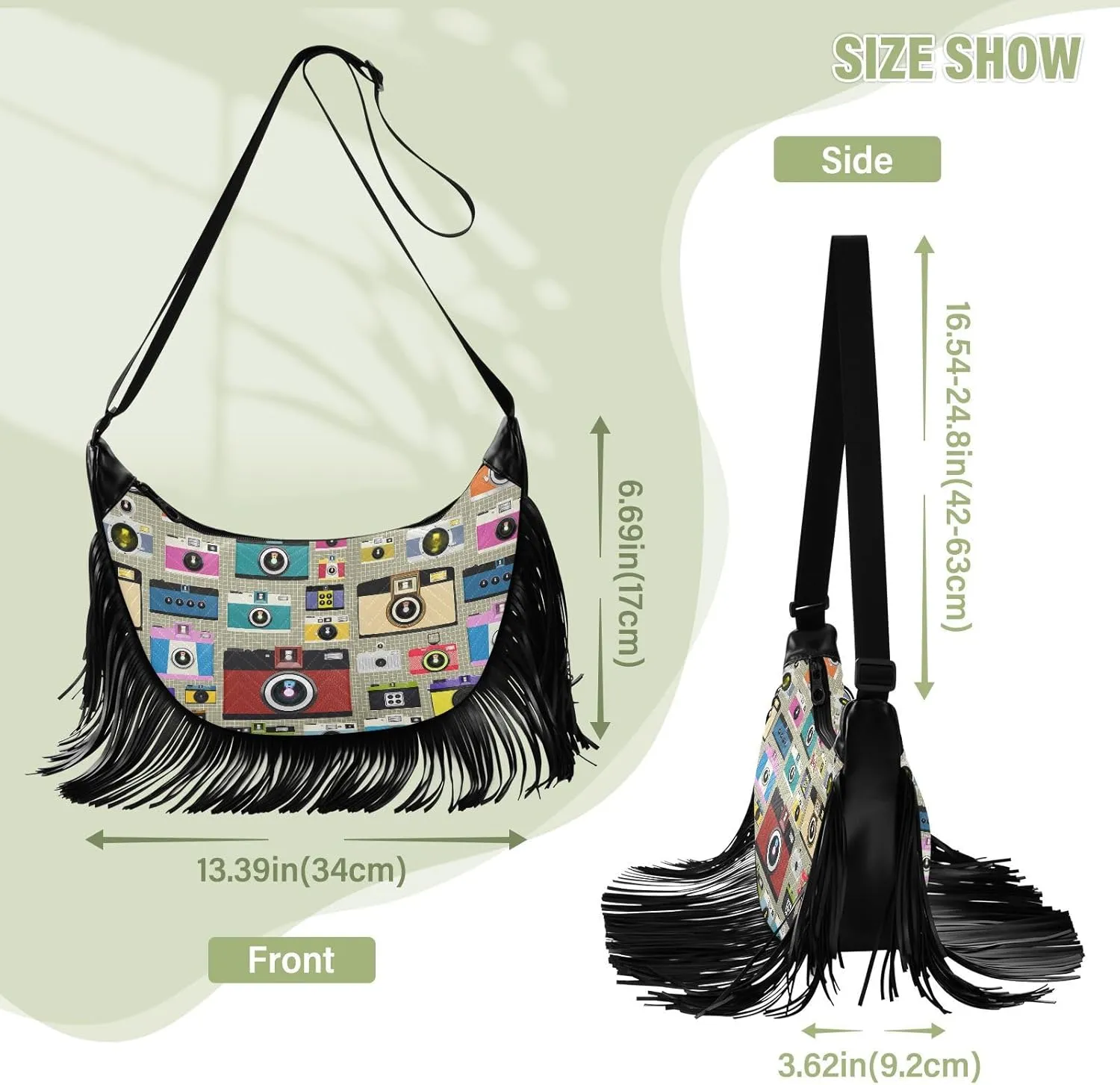 Women's PU Leather Chain Cross Body Bag, Shoulder Handbag Purse with Tassel for Ladies