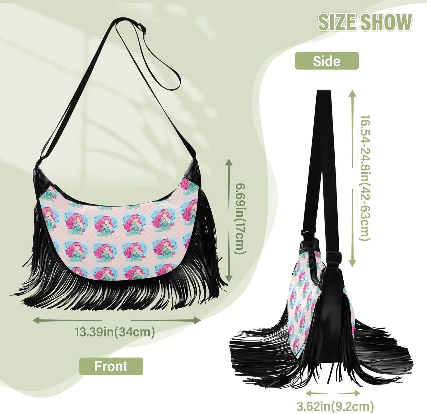 Women's PU Leather Chain Cross Body Bag, Shoulder Handbag Purse with Tassel for Ladies