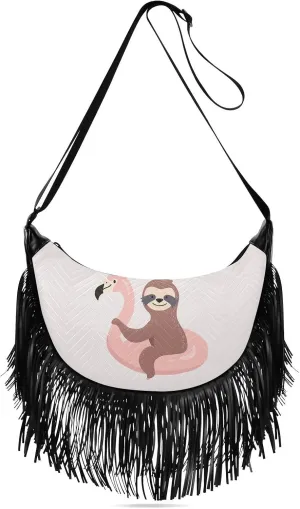 Women's PU Leather Chain Cross Body Bag, Shoulder Handbag Purse with Tassel for Ladies