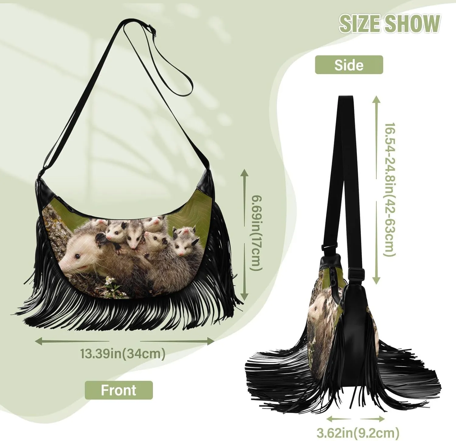 Women's PU Leather Chain Cross Body Bag, Shoulder Handbag Purse with Tassel for Ladies