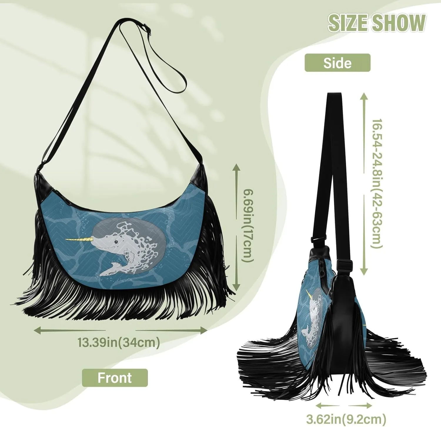 Women's PU Leather Chain Cross Body Bag, Shoulder Handbag Purse with Tassel for Ladies