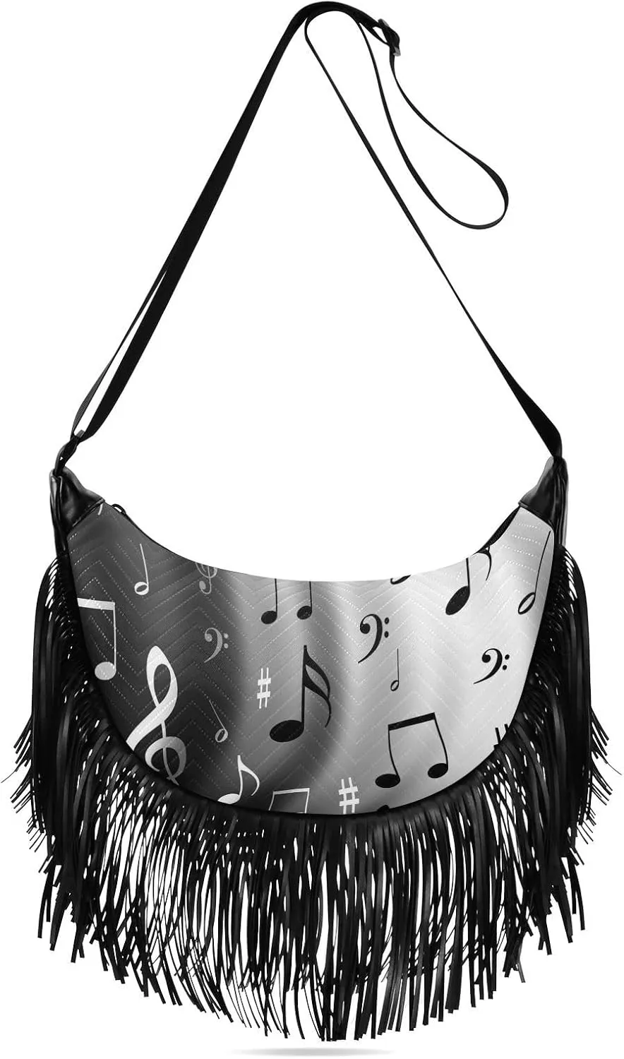 Women's PU Leather Chain Cross Body Bag, Shoulder Handbag Purse with Tassel for Ladies