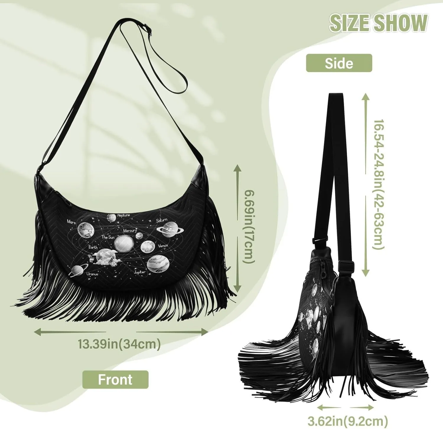 Women's PU Leather Chain Cross Body Bag, Shoulder Handbag Purse with Tassel for Ladies