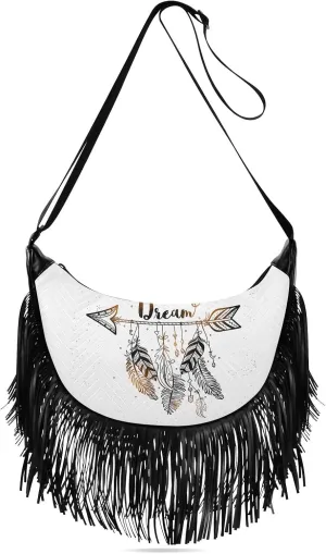 Women's PU Leather Chain Cross Body Bag, Shoulder Handbag Purse with Tassel for Ladies