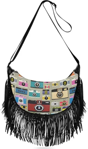 Women's PU Leather Chain Cross Body Bag, Shoulder Handbag Purse with Tassel for Ladies