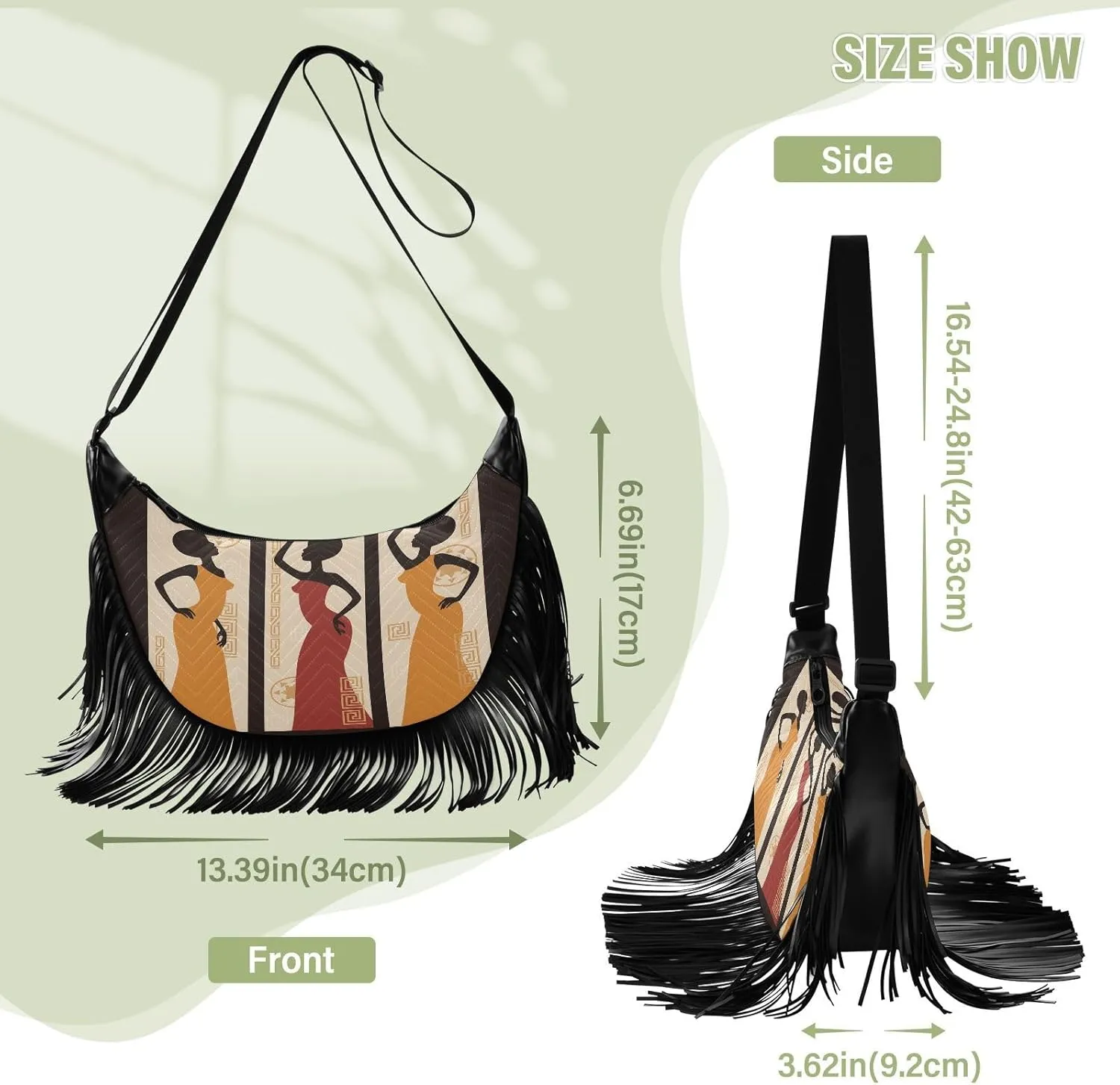 Women's PU Leather Chain Cross Body Bag, Shoulder Handbag Purse with Tassel for Ladies