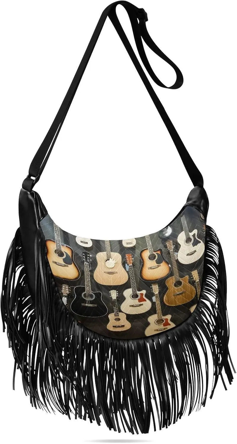 Women's PU Leather Chain Cross Body Bag, Shoulder Handbag Purse with Tassel for Ladies