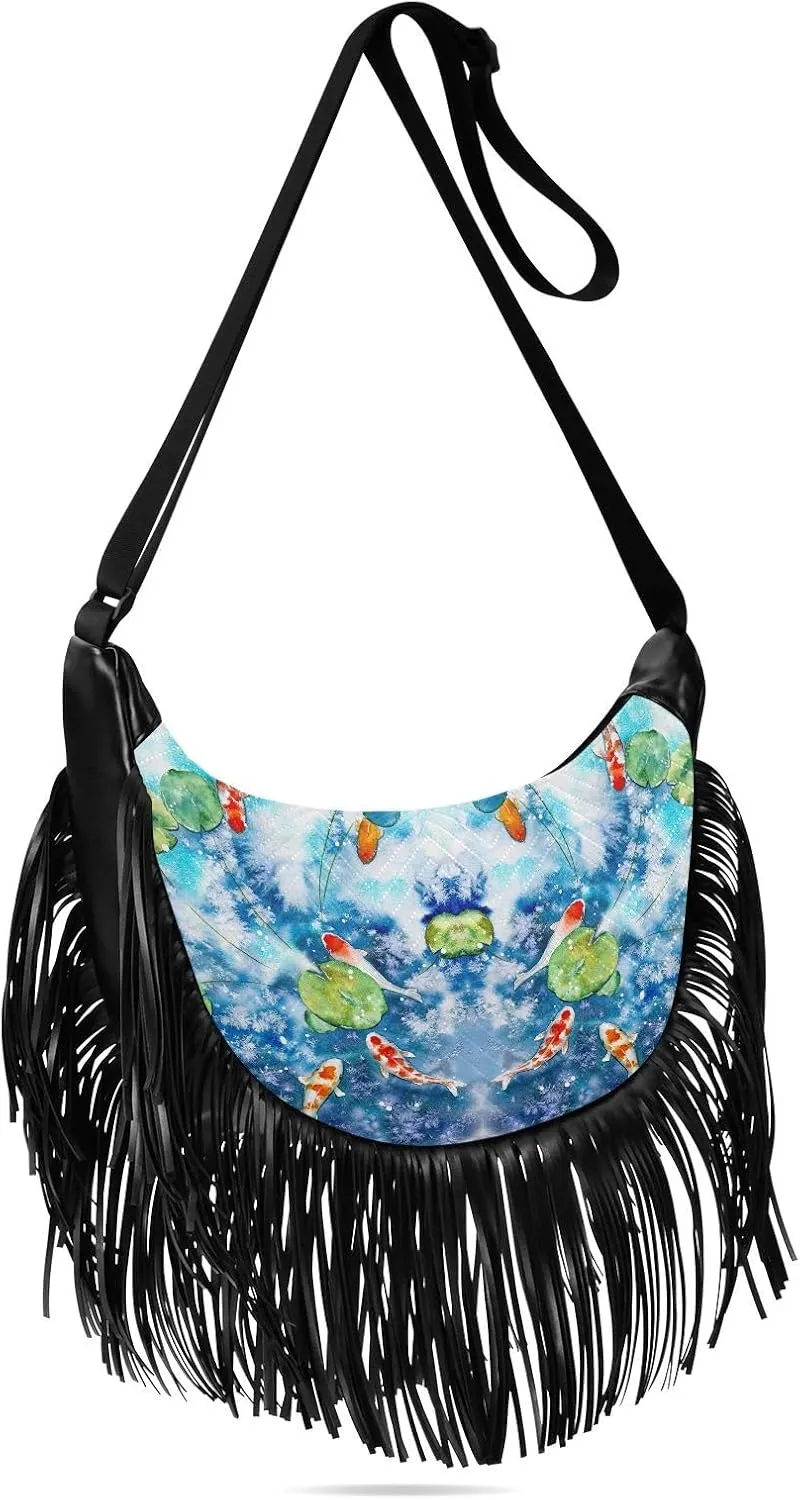 Women's PU Leather Chain Cross Body Bag, Shoulder Handbag Purse with Tassel for Ladies