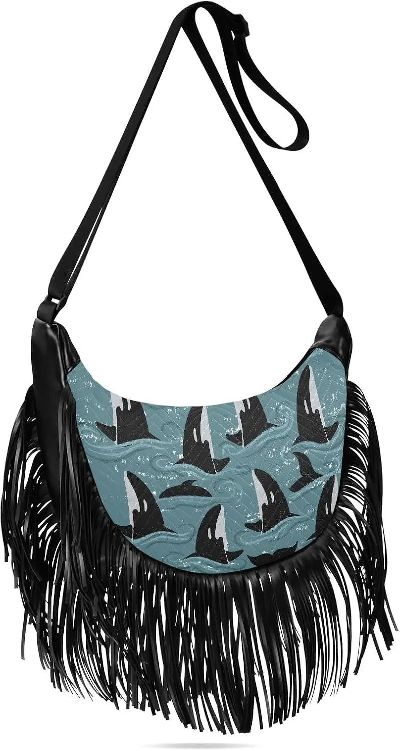 Women's PU Leather Chain Cross Body Bag, Shoulder Handbag Purse with Tassel for Ladies