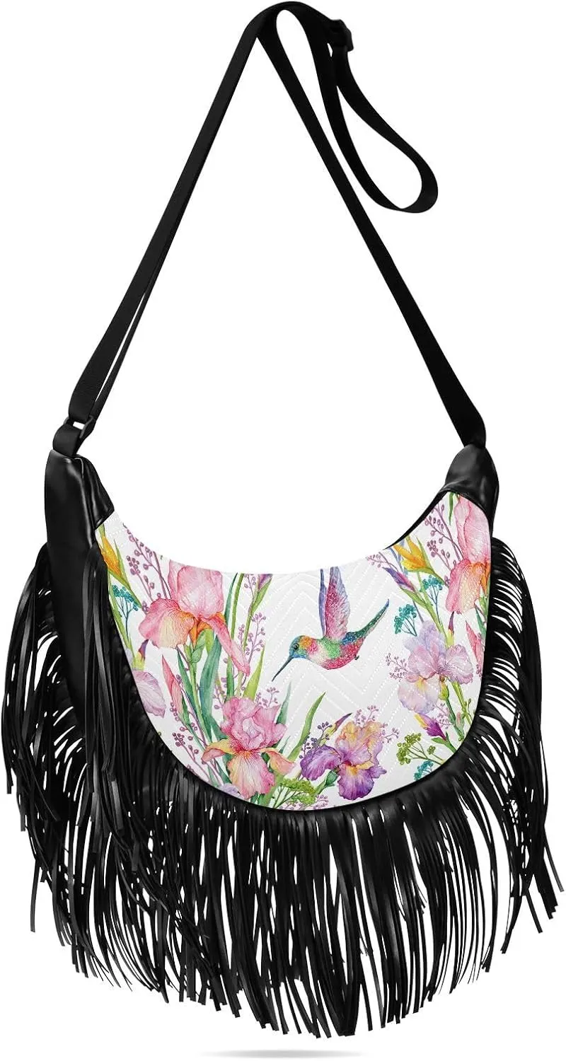 Women's PU Leather Chain Cross Body Bag, Shoulder Handbag Purse with Tassel for Ladies