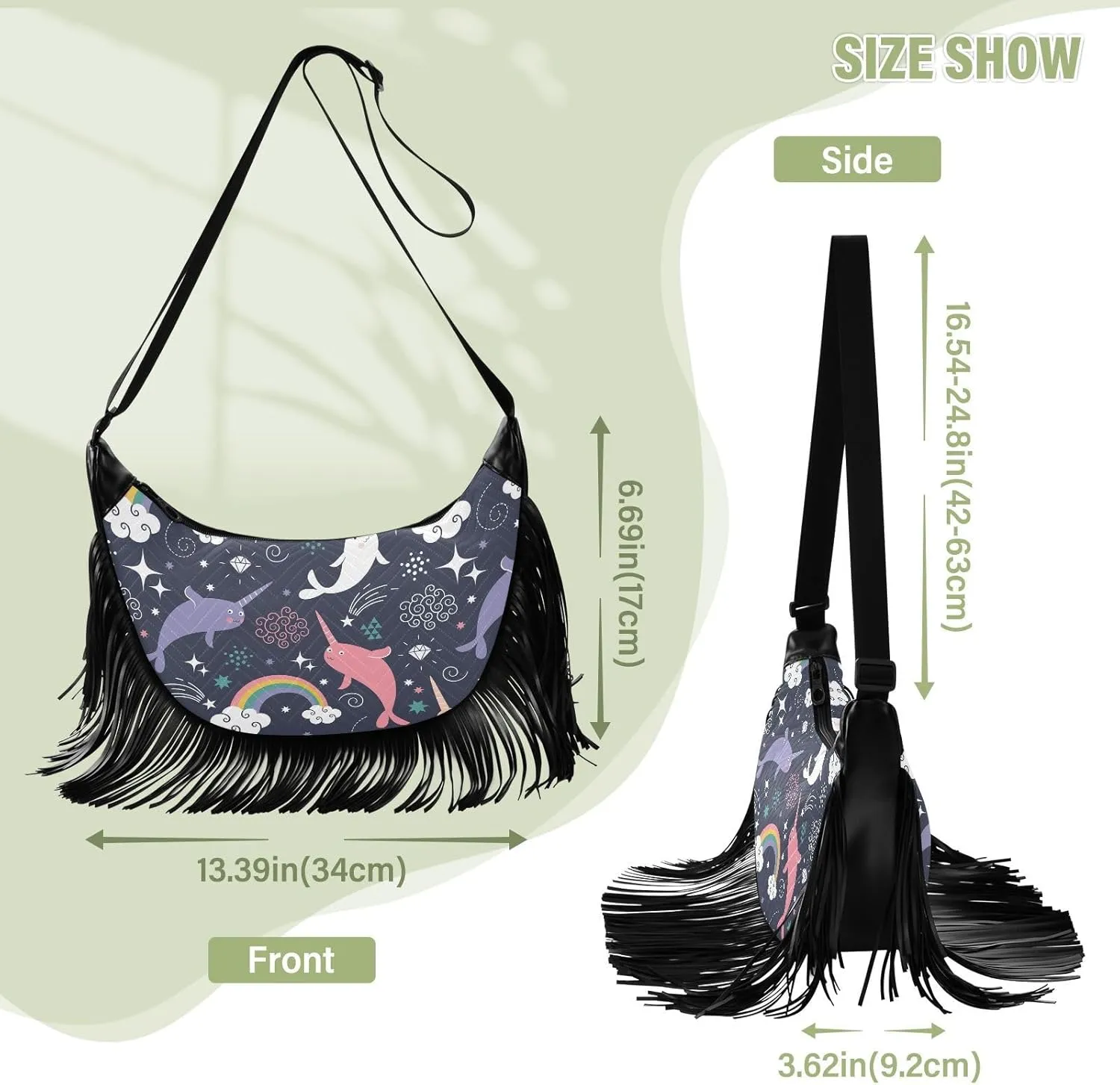 Women's PU Leather Chain Cross Body Bag, Shoulder Handbag Purse with Tassel for Ladies
