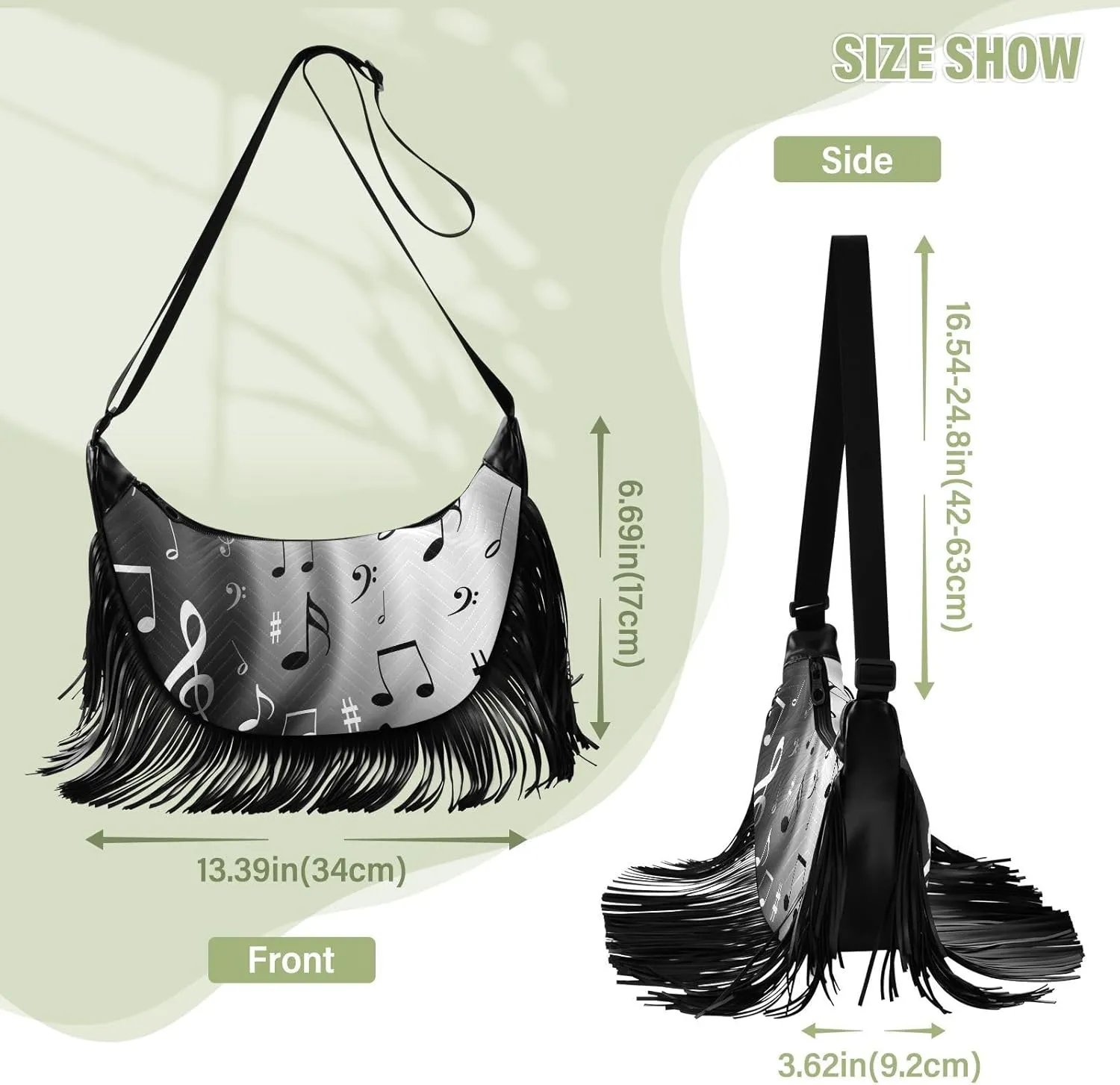Women's PU Leather Chain Cross Body Bag, Shoulder Handbag Purse with Tassel for Ladies