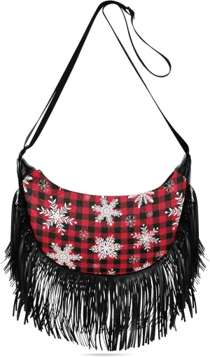 Women's PU Leather Chain Cross Body Bag, Shoulder Handbag Purse with Tassel for Ladies