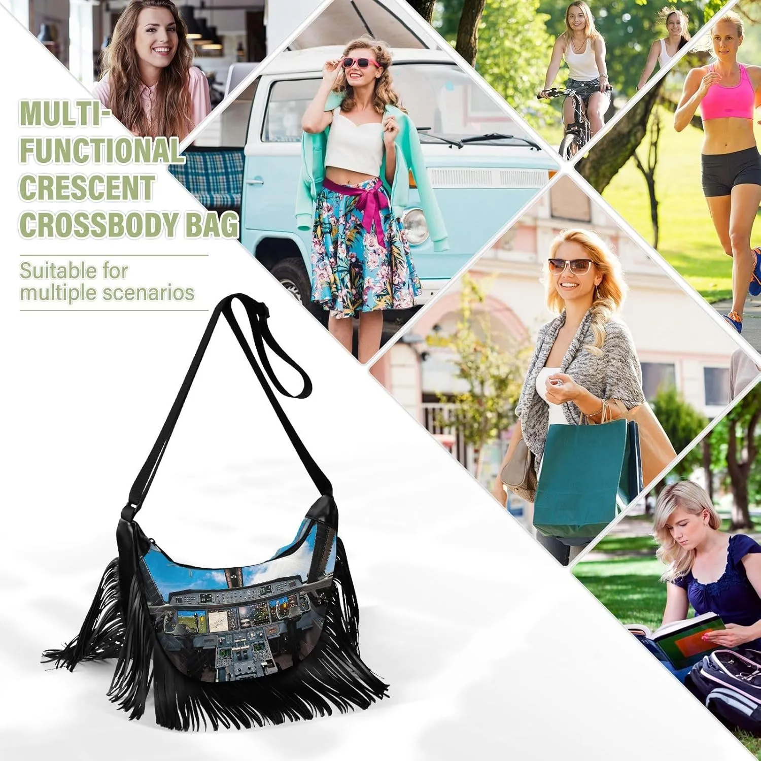 Women's PU Leather Chain Cross Body Bag, Shoulder Handbag Purse with Tassel for Ladies