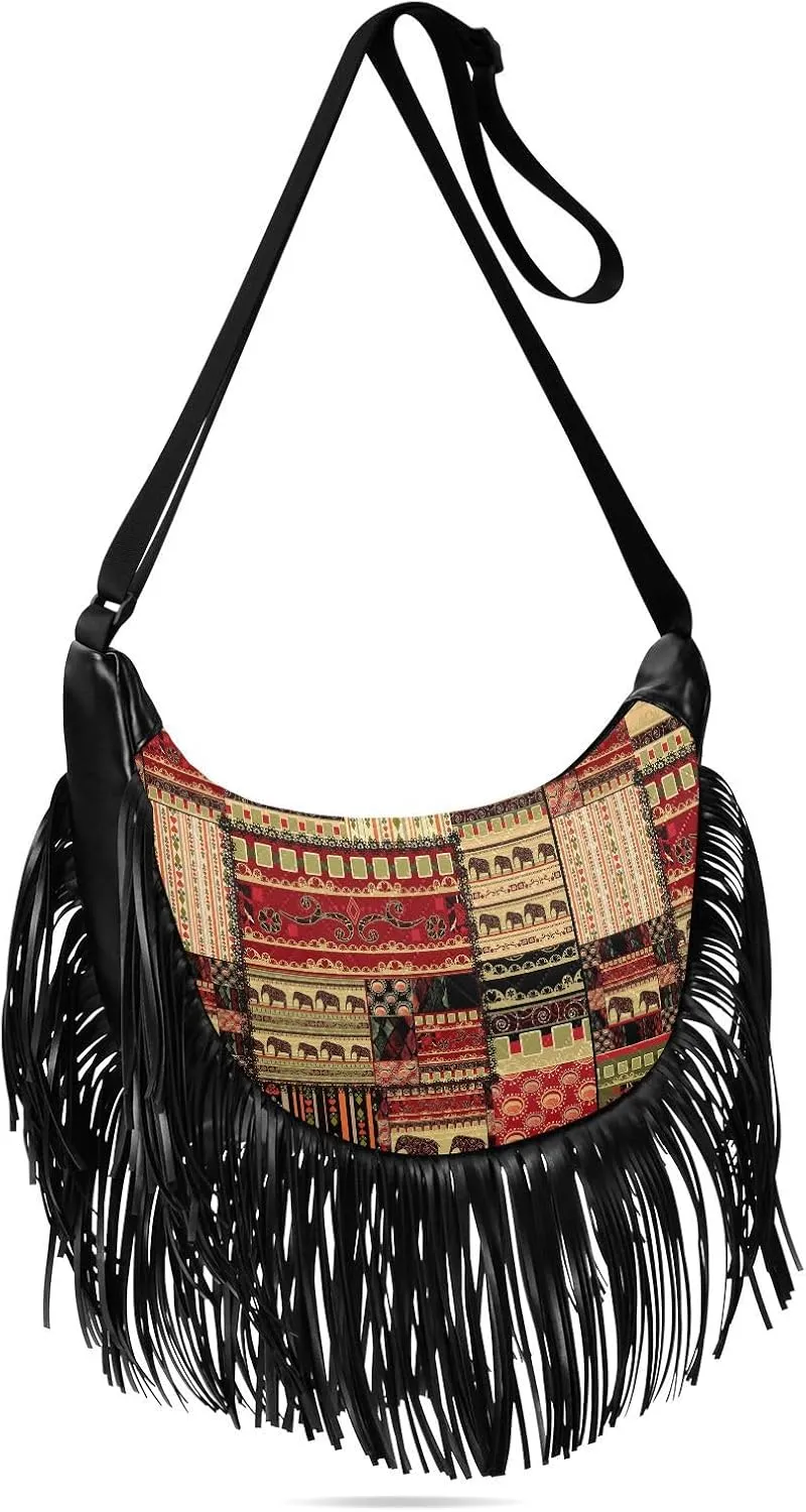 Women's PU Leather Chain Cross Body Bag, Shoulder Handbag Purse with Tassel for Ladies