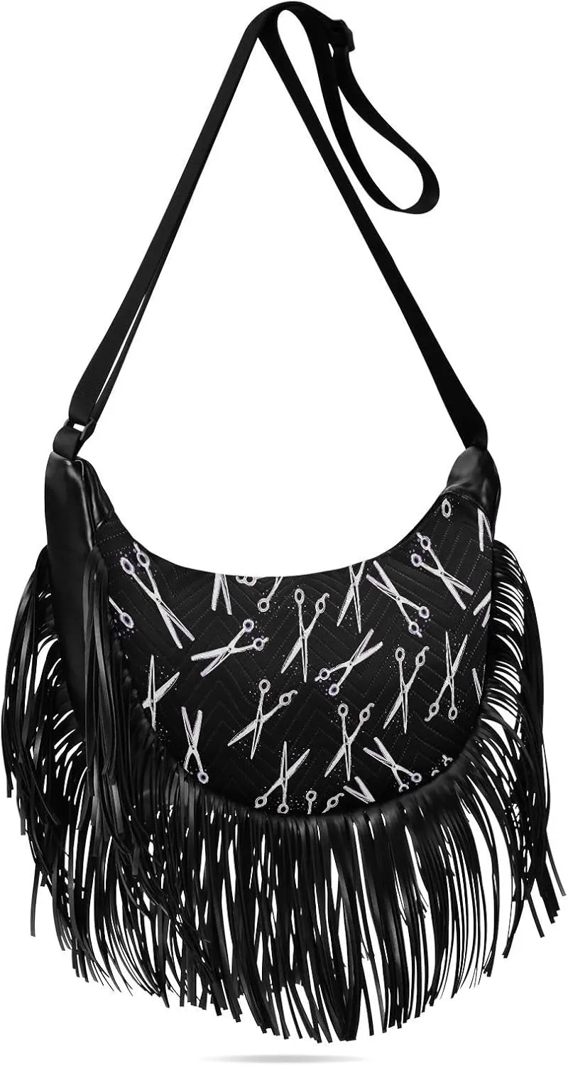 Women's PU Leather Chain Cross Body Bag, Shoulder Handbag Purse with Tassel for Ladies