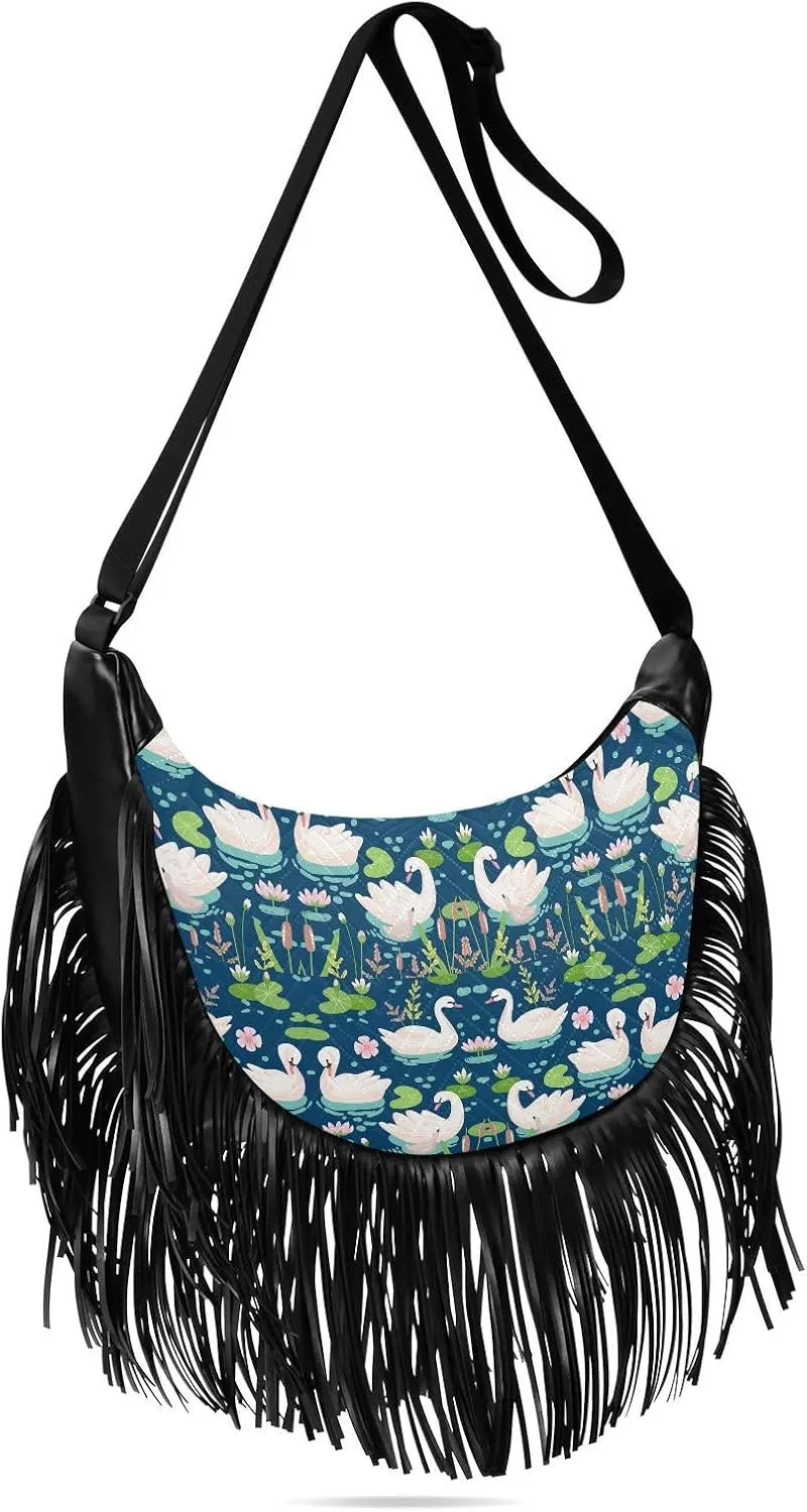 Women's PU Leather Chain Cross Body Bag, Shoulder Handbag Purse with Tassel for Ladies