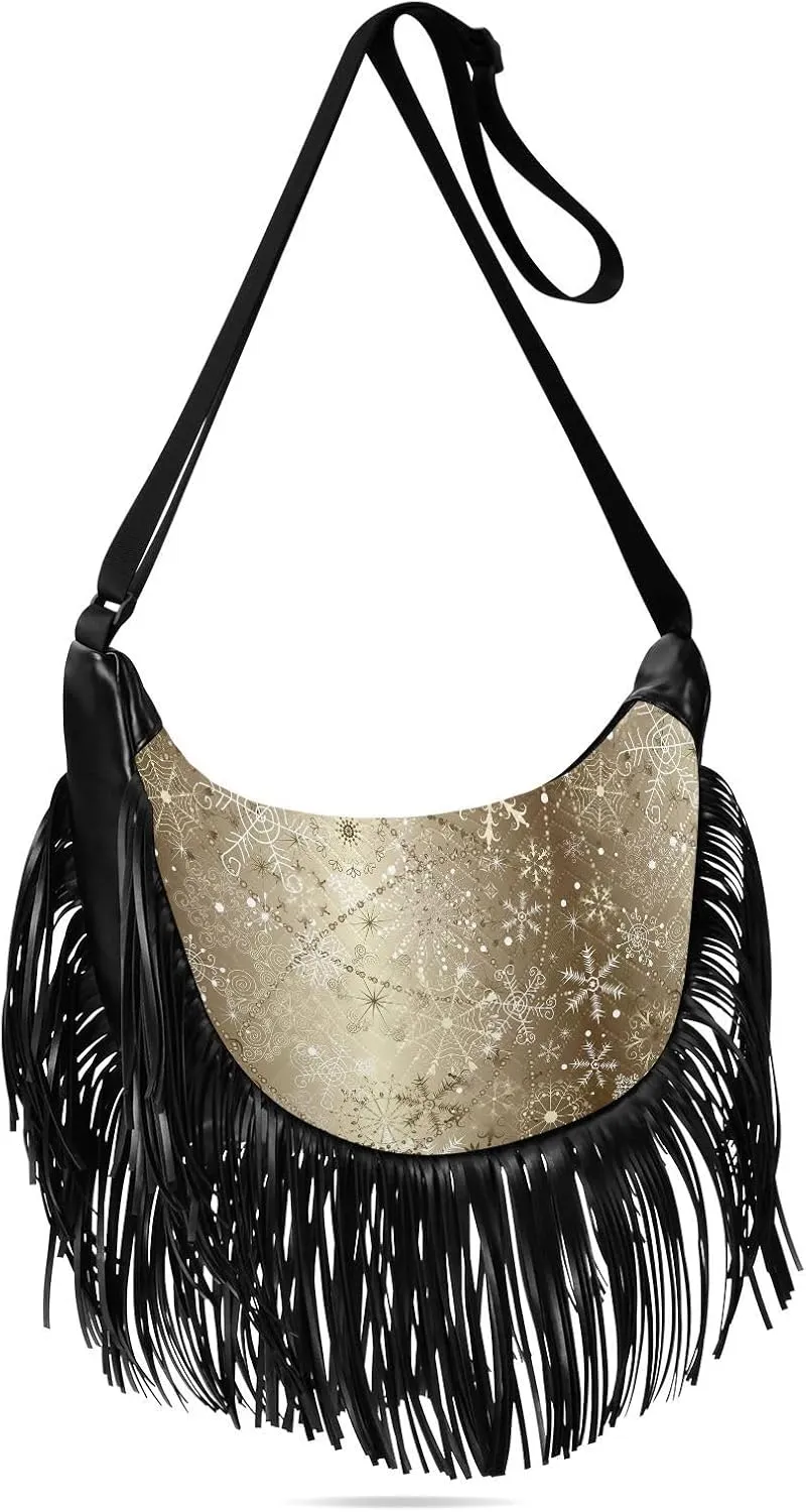 Women's PU Leather Chain Cross Body Bag, Shoulder Handbag Purse with Tassel for Ladies