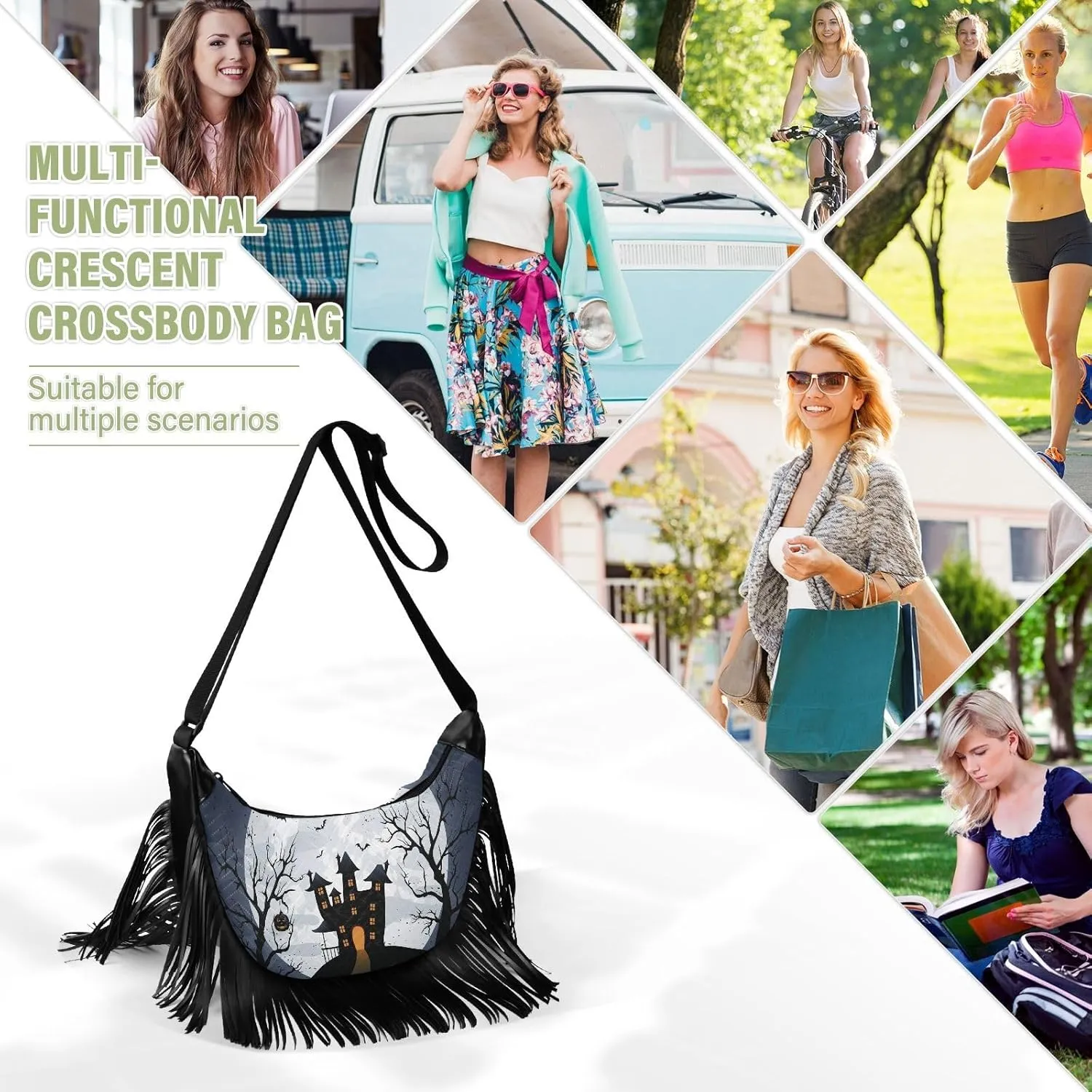 Women's PU Leather Chain Cross Body Bag, Shoulder Handbag Purse with Tassel for Ladies