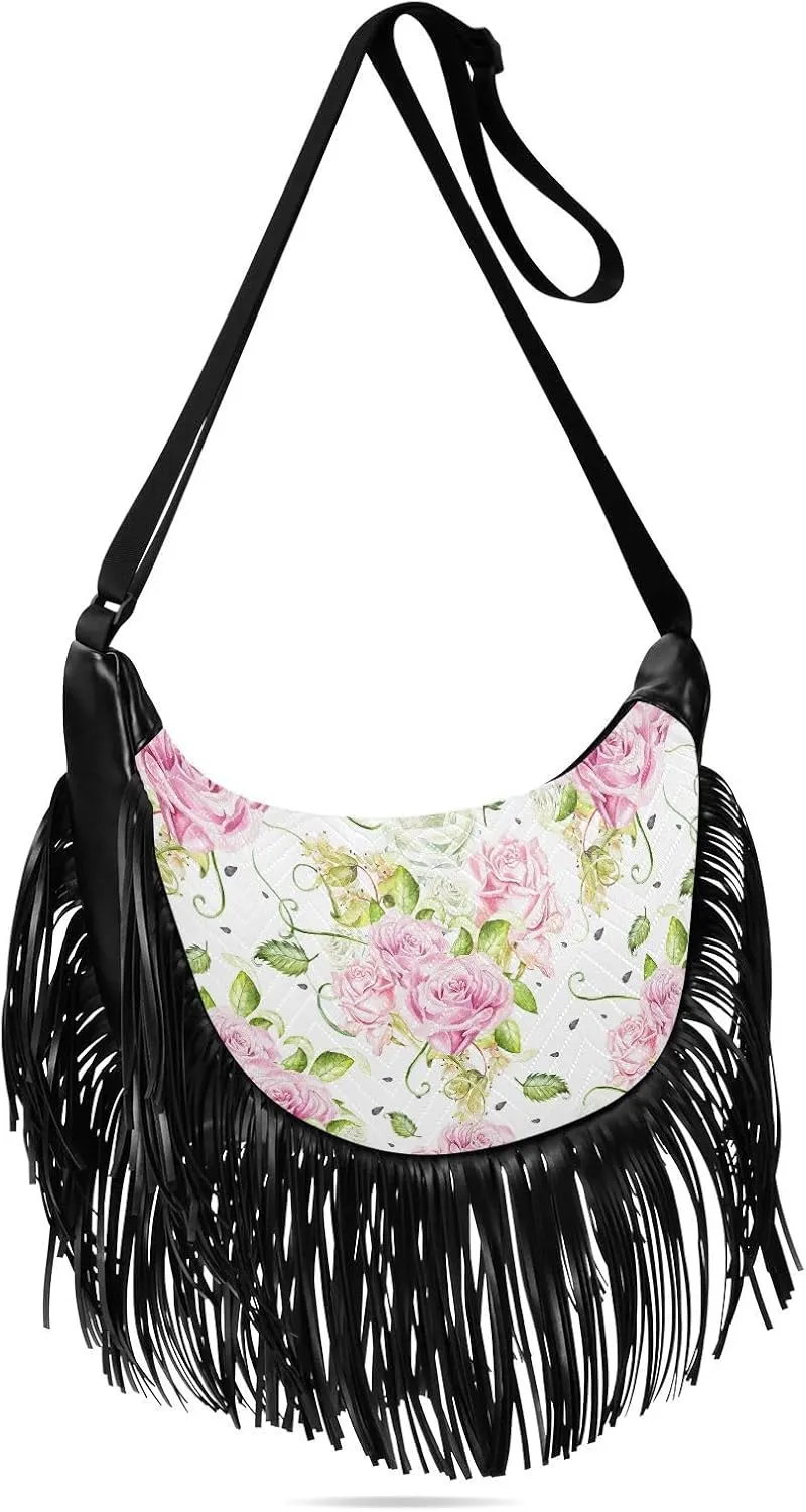 Women's PU Leather Chain Cross Body Bag, Shoulder Handbag Purse with Tassel for Ladies