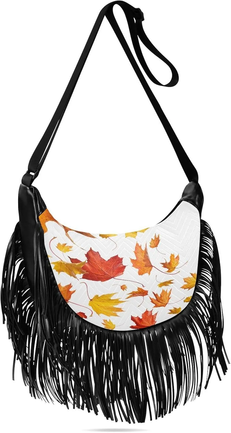 Women's PU Leather Chain Cross Body Bag, Shoulder Handbag Purse with Tassel for Ladies