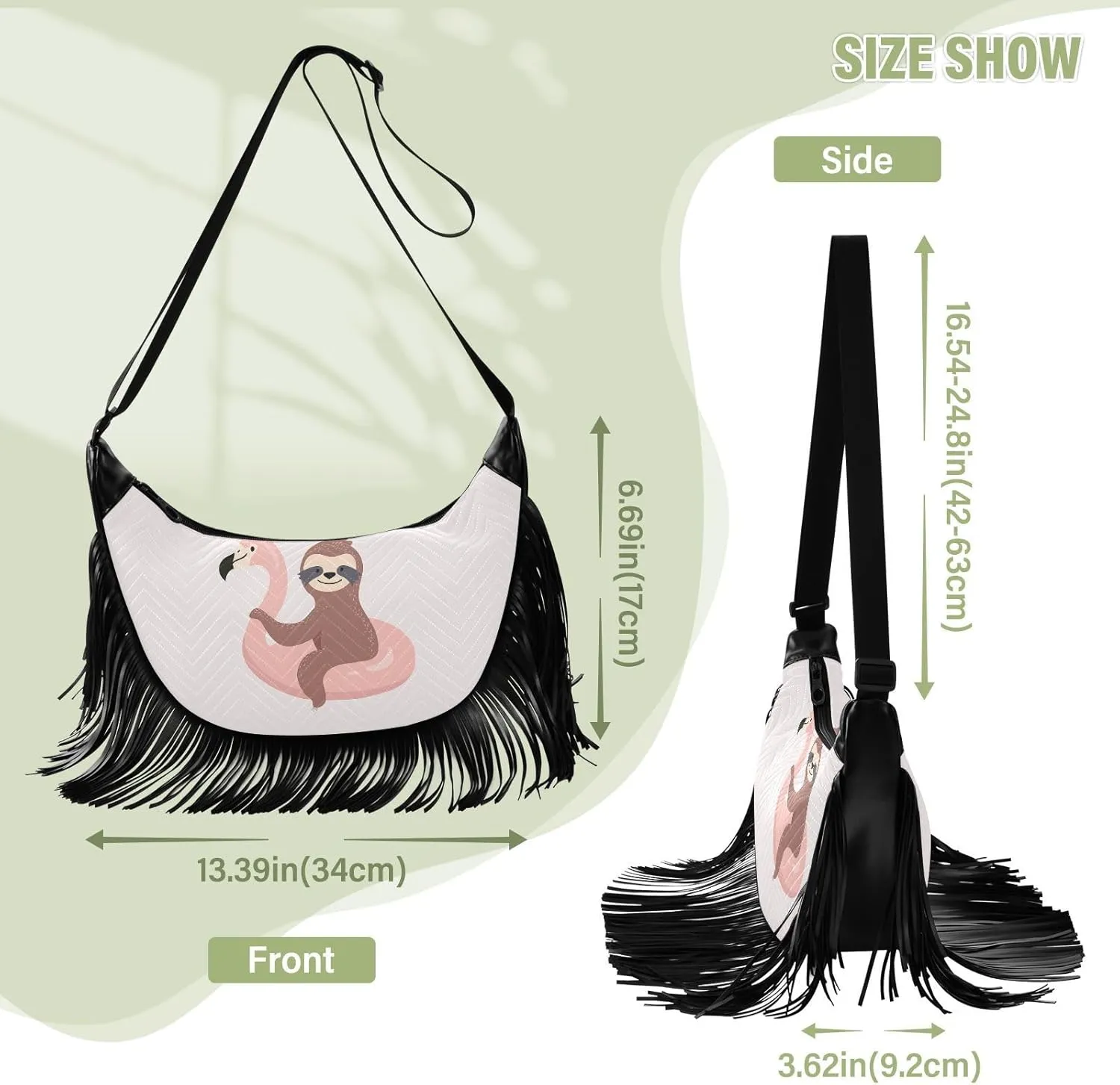 Women's PU Leather Chain Cross Body Bag, Shoulder Handbag Purse with Tassel for Ladies