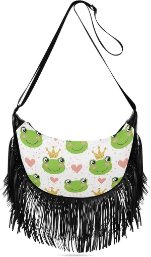 Women's PU Leather Chain Cross Body Bag, Shoulder Handbag Purse with Tassel for Ladies