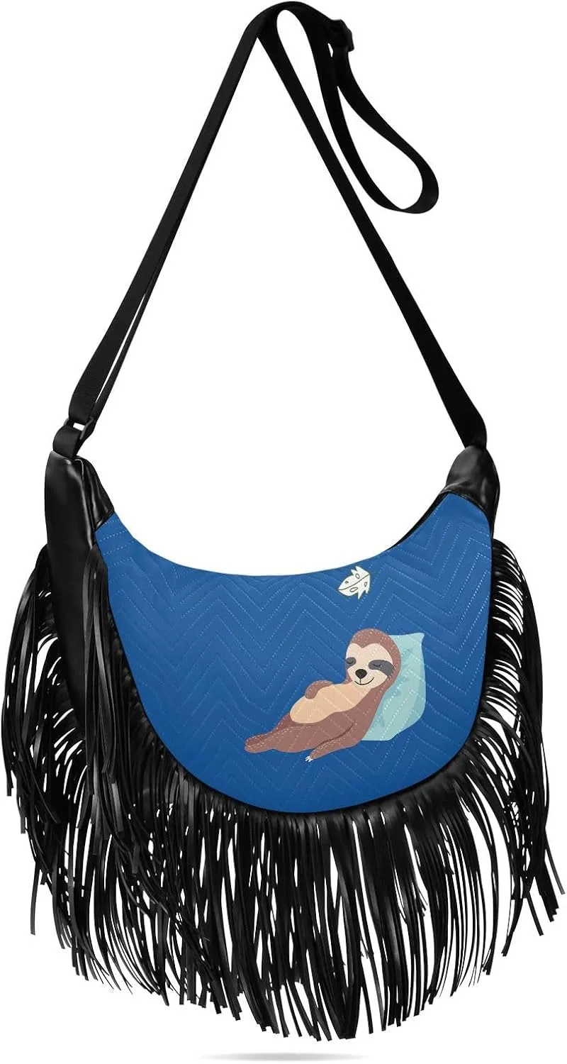 Women's PU Leather Chain Cross Body Bag, Shoulder Handbag Purse with Tassel for Ladies