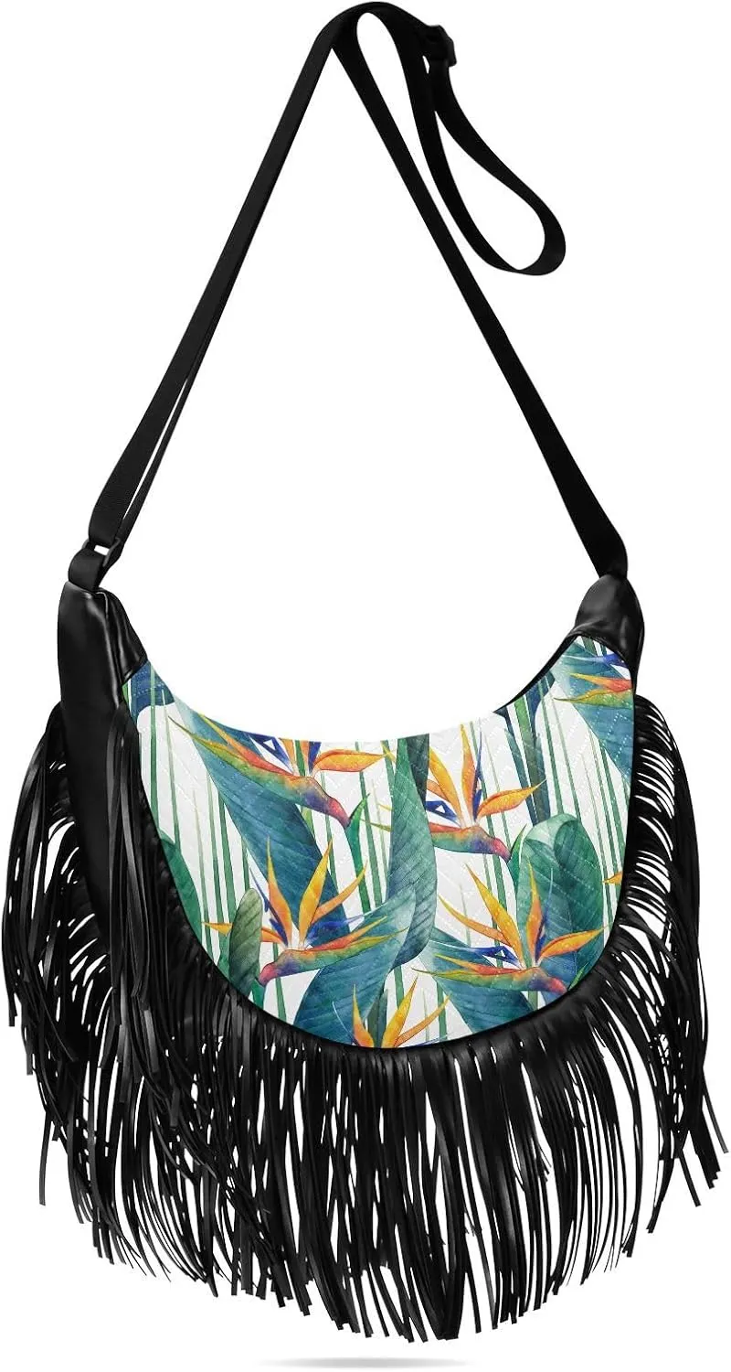Women's PU Leather Chain Cross Body Bag, Shoulder Handbag Purse with Tassel for Ladies