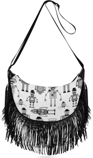 Women's PU Leather Chain Cross Body Bag, Shoulder Handbag Purse with Tassel for Ladies