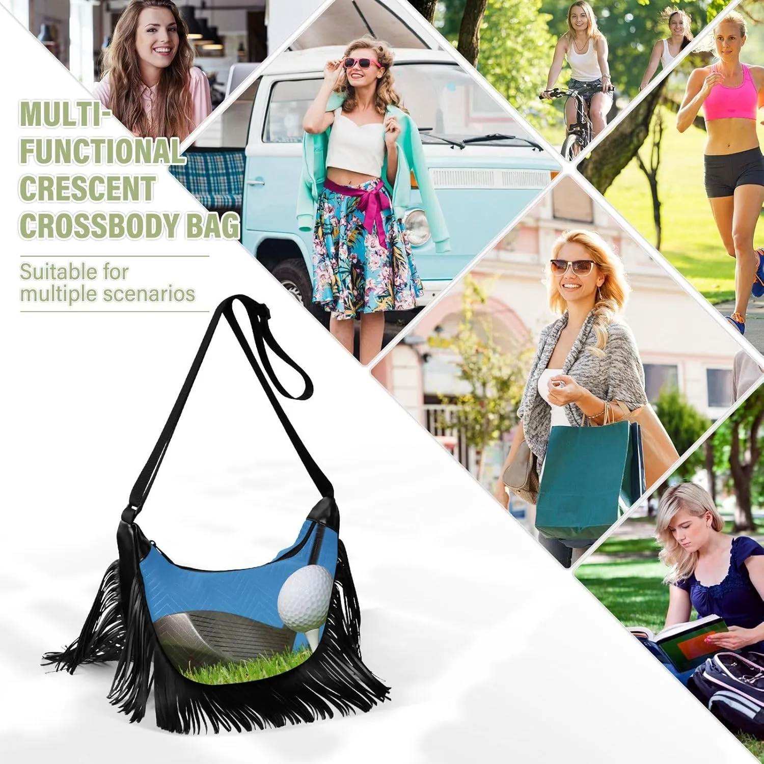 Women's PU Leather Chain Cross Body Bag, Shoulder Handbag Purse with Tassel for Ladies