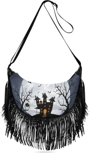 Women's PU Leather Chain Cross Body Bag, Shoulder Handbag Purse with Tassel for Ladies