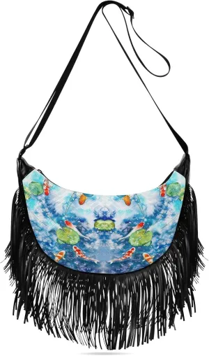 Women's PU Leather Chain Cross Body Bag, Shoulder Handbag Purse with Tassel for Ladies
