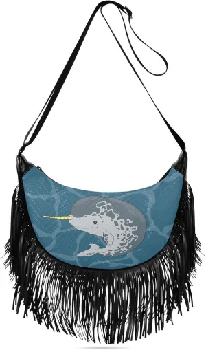 Women's PU Leather Chain Cross Body Bag, Shoulder Handbag Purse with Tassel for Ladies