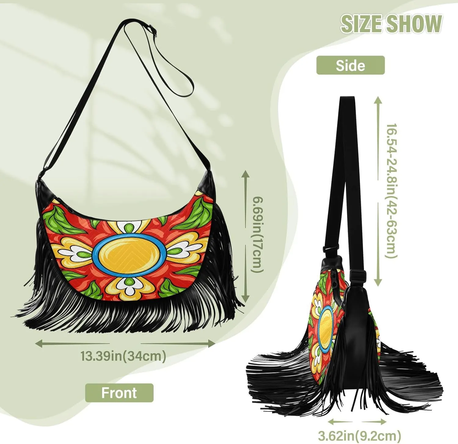 Women's PU Leather Chain Cross Body Bag, Shoulder Handbag Purse with Tassel for Ladies
