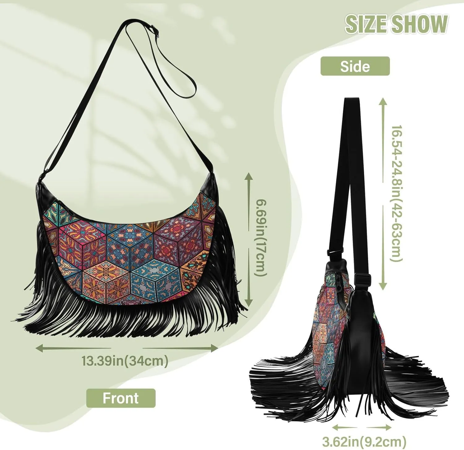 Women's PU Leather Chain Cross Body Bag, Shoulder Handbag Purse with Tassel for Ladies