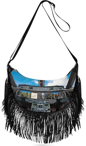 Women's PU Leather Chain Cross Body Bag, Shoulder Handbag Purse with Tassel for Ladies