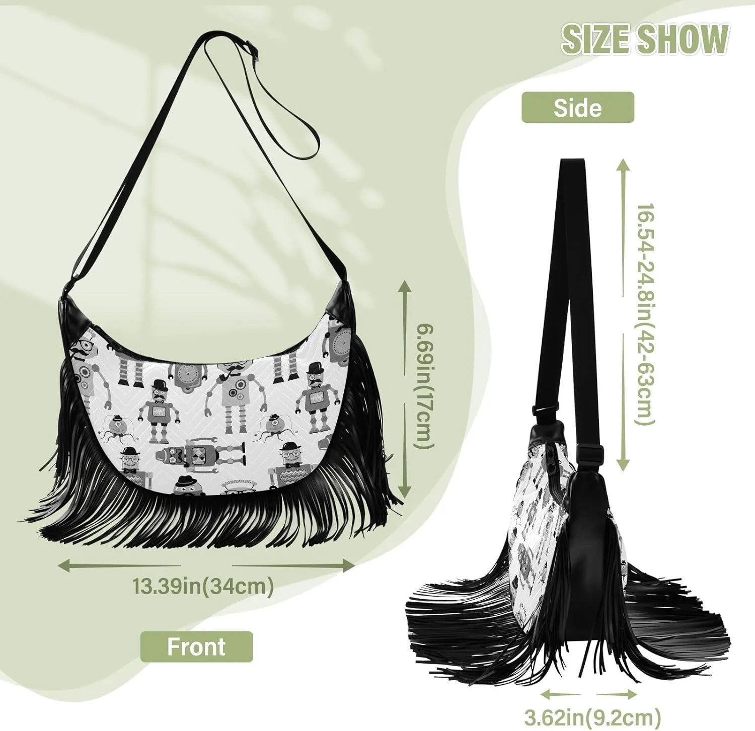 Women's PU Leather Chain Cross Body Bag, Shoulder Handbag Purse with Tassel for Ladies