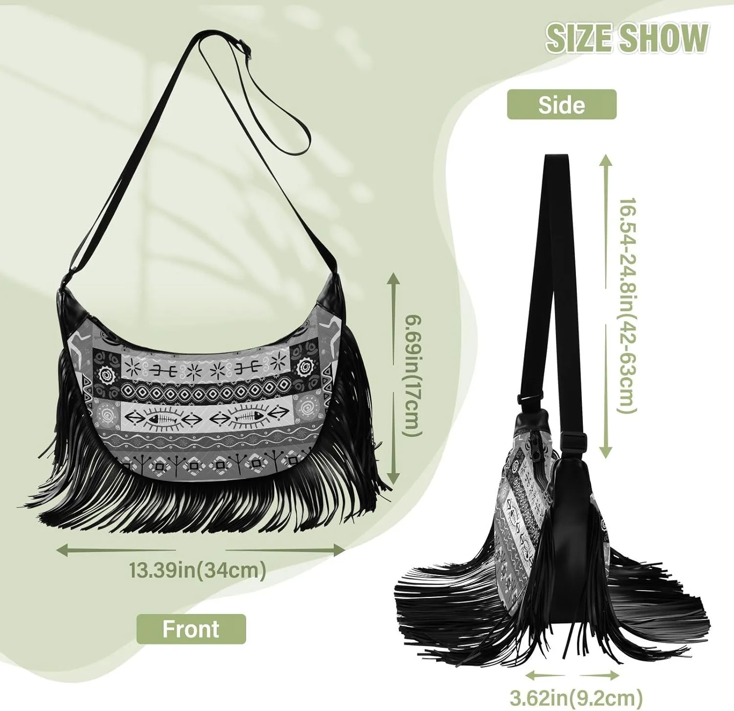 Women's PU Leather Chain Cross Body Bag, Shoulder Handbag Purse with Tassel for Ladies