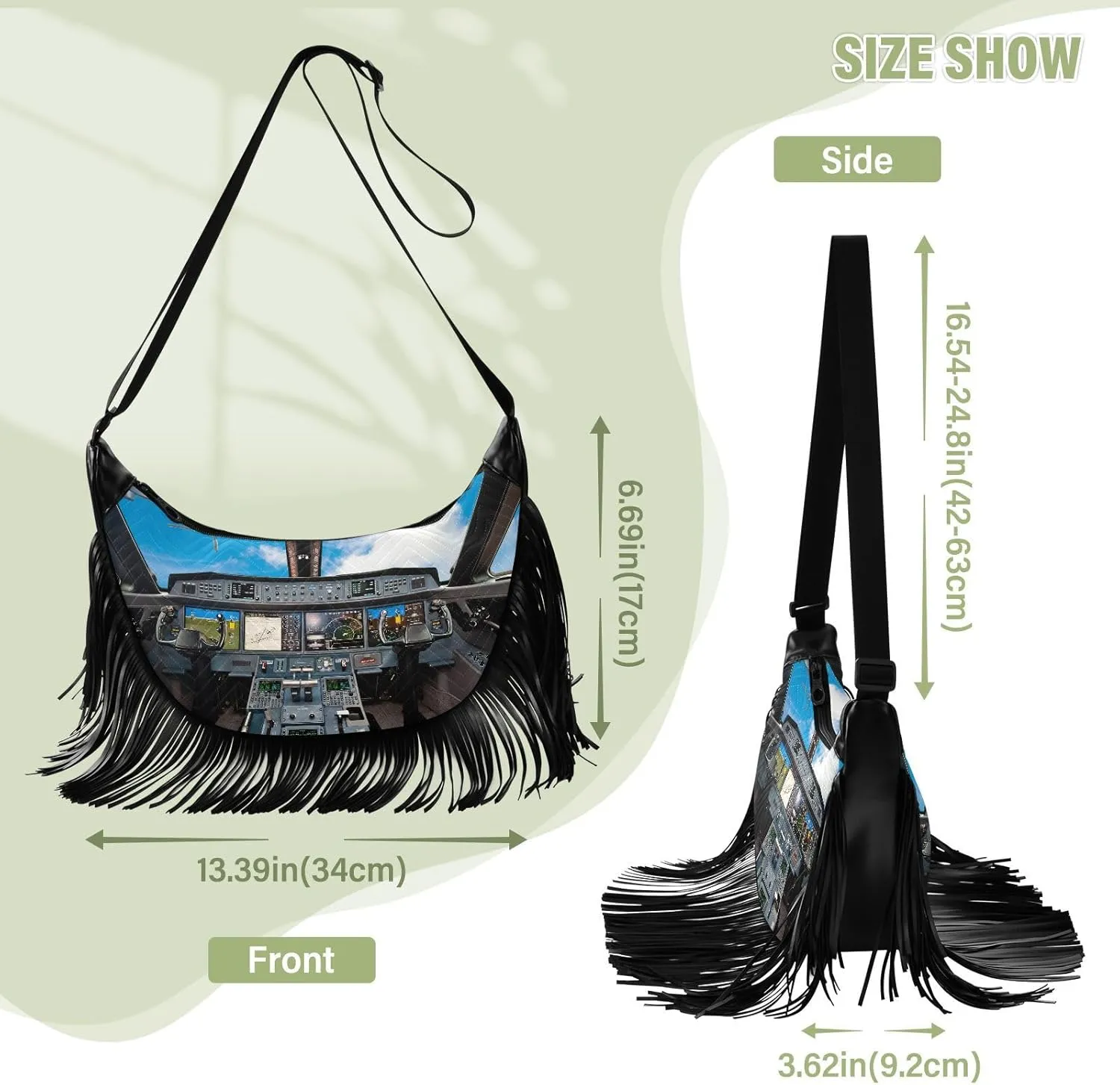 Women's PU Leather Chain Cross Body Bag, Shoulder Handbag Purse with Tassel for Ladies