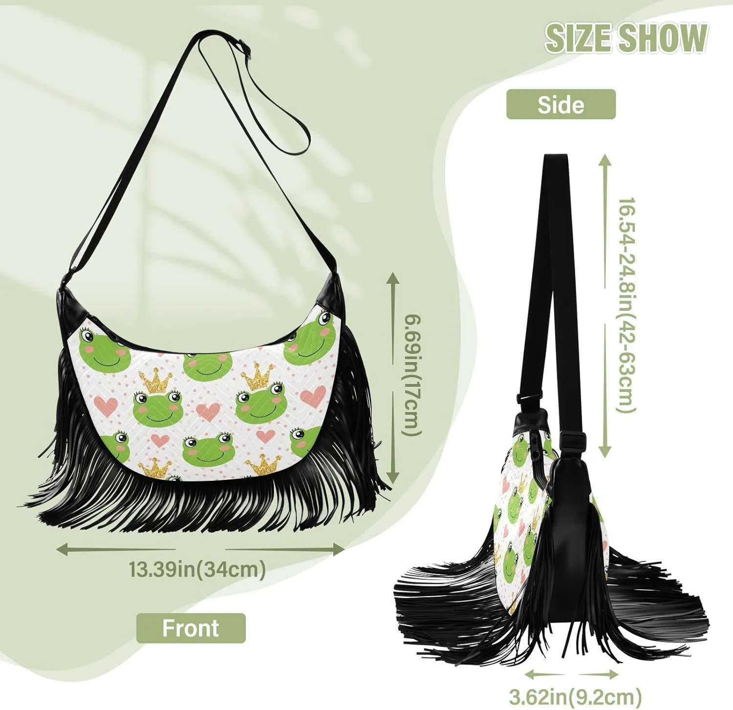 Women's PU Leather Chain Cross Body Bag, Shoulder Handbag Purse with Tassel for Ladies