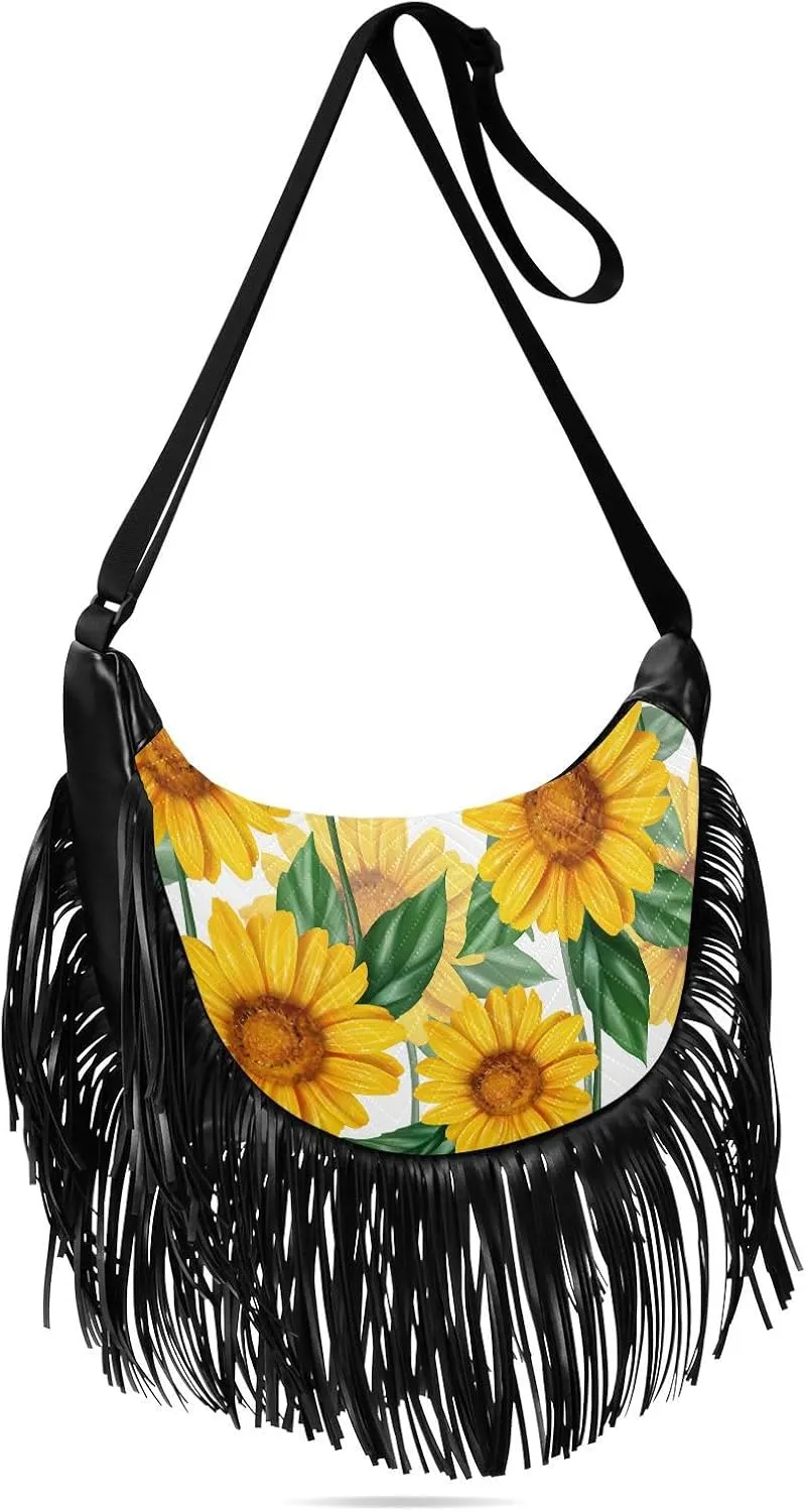 Women's PU Leather Chain Cross Body Bag, Shoulder Handbag Purse with Tassel for Ladies