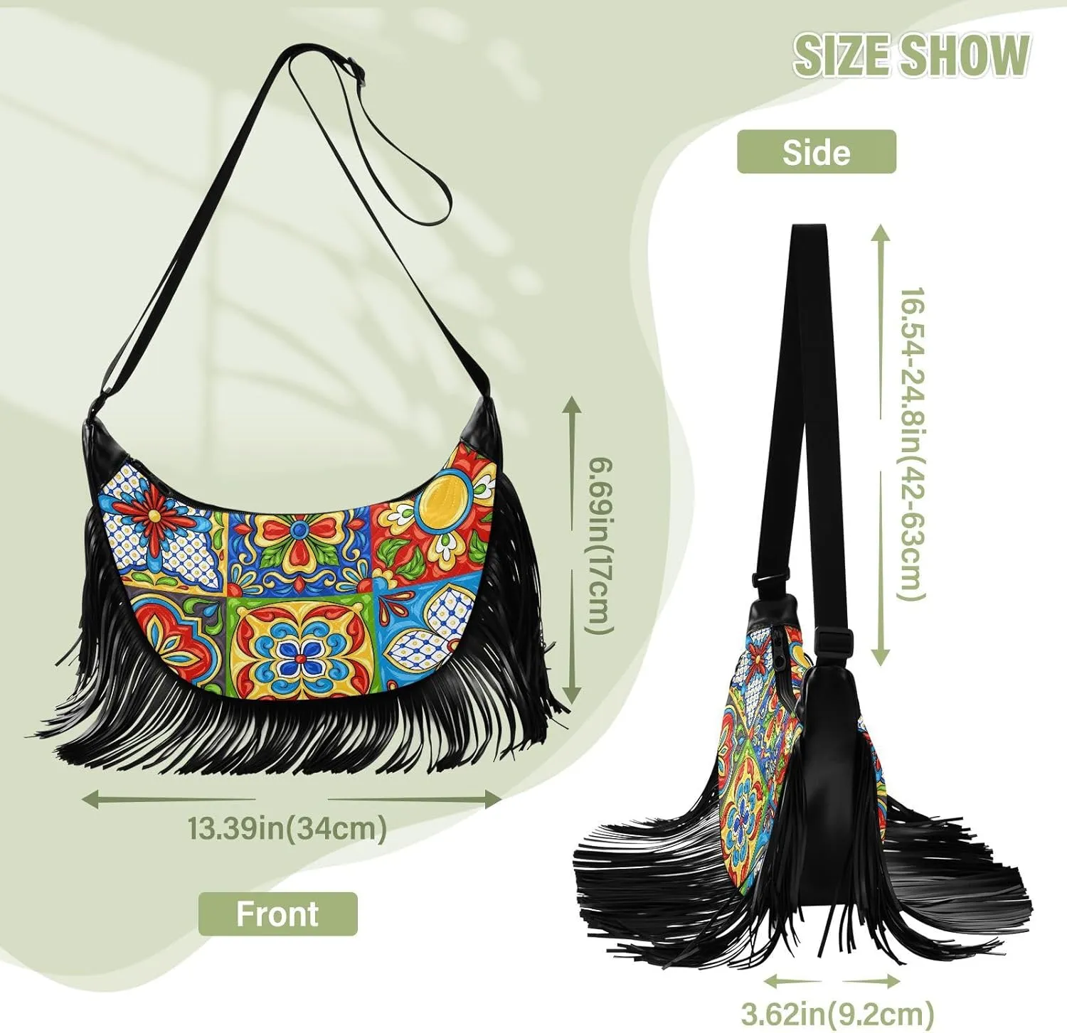 Women's PU Leather Chain Cross Body Bag, Shoulder Handbag Purse with Tassel for Ladies