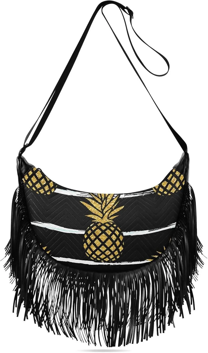 Women's PU Leather Chain Cross Body Bag, Shoulder Handbag Purse with Tassel for Ladies