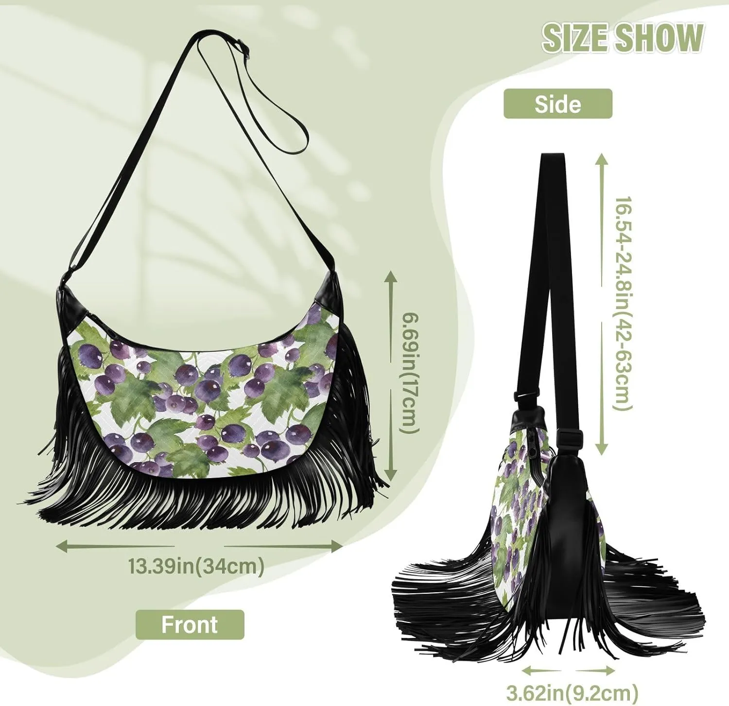 Women's PU Leather Chain Cross Body Bag, Shoulder Handbag Purse with Tassel for Ladies