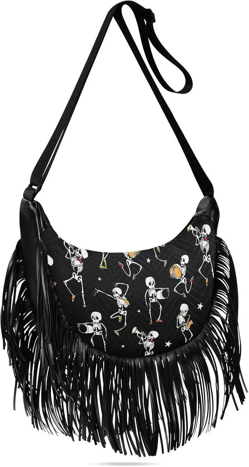 Women's PU Leather Chain Cross Body Bag, Shoulder Handbag Purse with Tassel for Ladies